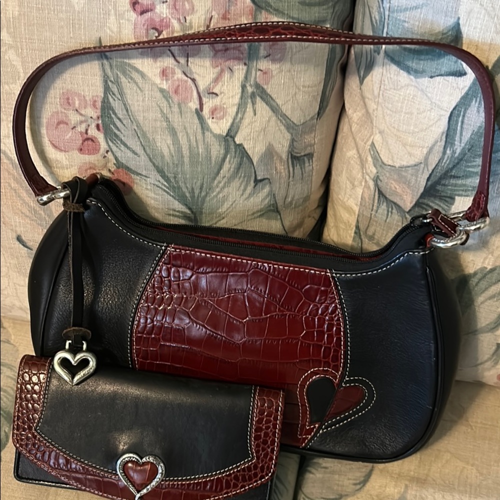 Brighton Black and Burgundy Shoulder Bag Set